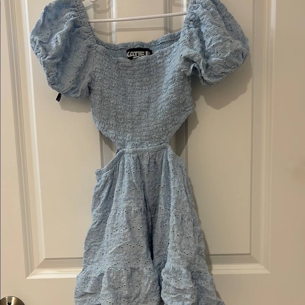 KATIE J NYC Kids Blue Eyelet cutout dress
